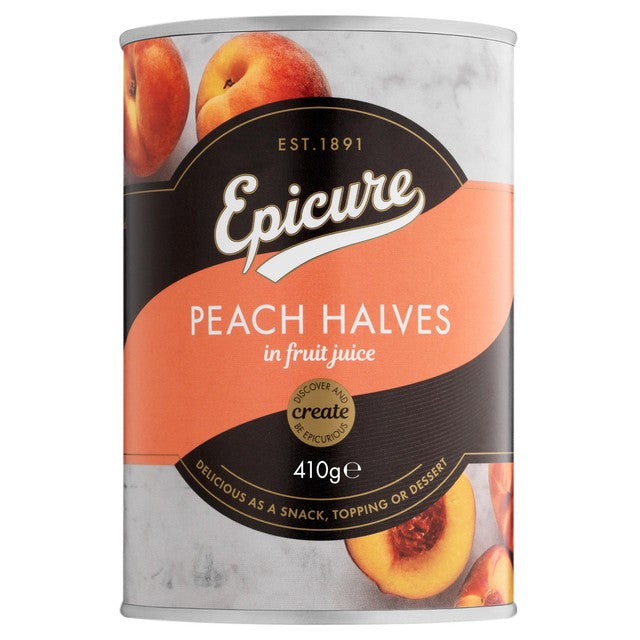 Epicure canned peach halves in fruit juice 410g - British product