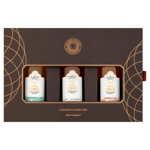 Lakes Distillery whisky collection with Colheita Cask Finished The One Manzanilla Cask Finished 3 x 5cl (British brand)