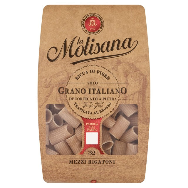 La Molisana wholewheat rigatoni pasta 500g, imported from the UK
