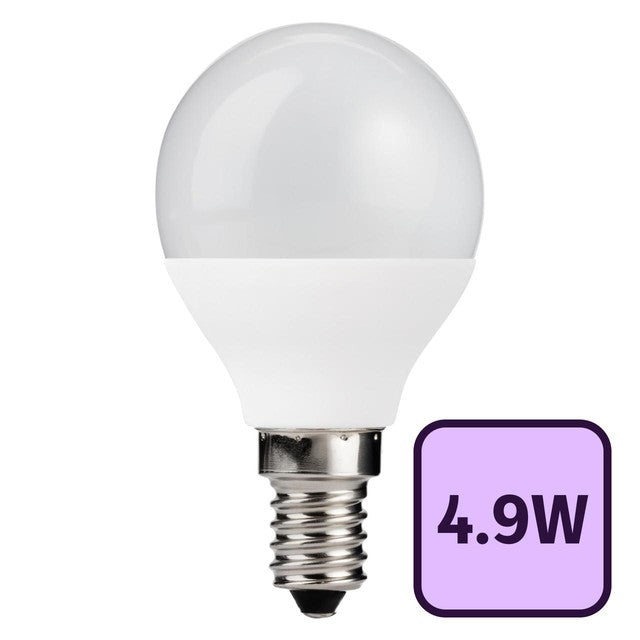 TCP LED mini globe bulb 470 lumens E14 warm white (British brand)