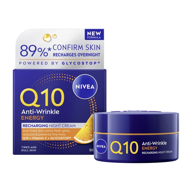 Nivea Q10 anti-wrinkle night cream 50ml, imported from the UK