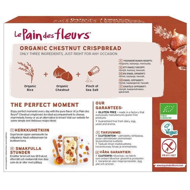 Le Pain des Fleurs chestnut crispbread 150g, UK version