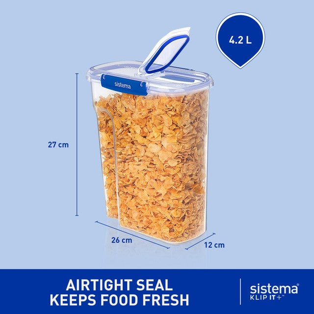Sistema Klip It Plus 4.2L Rectangular Food Storage Container (British brand)
