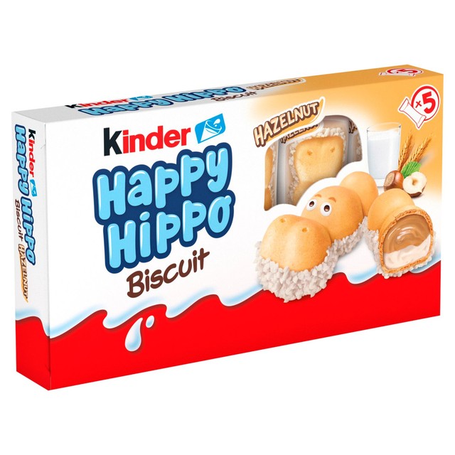 Kinder Happy Hippo milk and hazelnut crispy wafer biscuits 103.5g, UK version