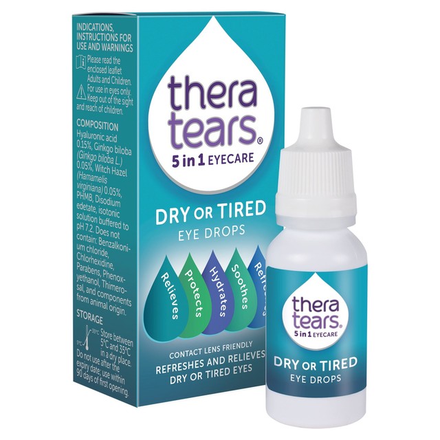 TheraTears 5 in 1 dry or tired eye drops 10ml (British brand)
