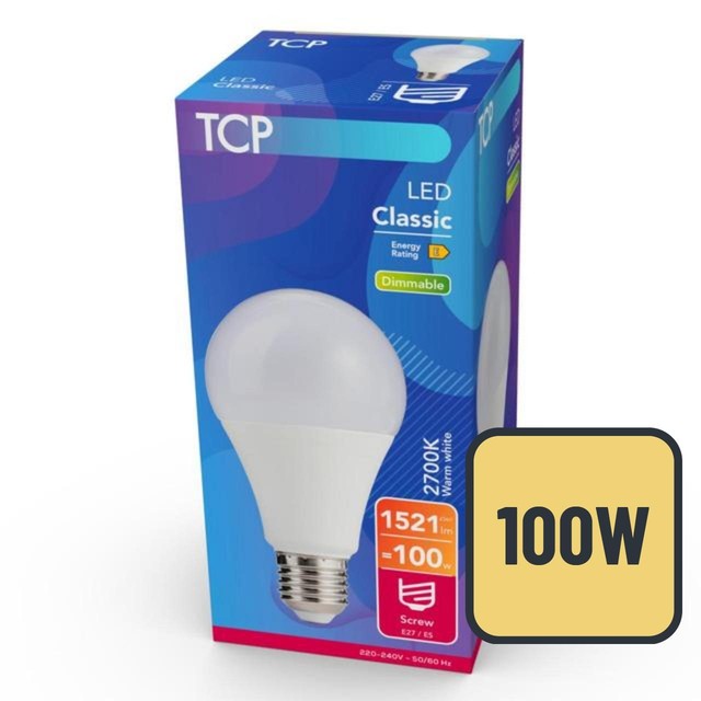 TCP dimmable classic screw 100W light bulb (British brand)