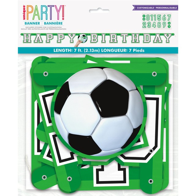 Unique Party Football Happy Birthday Jointed Banner 7ft - British product