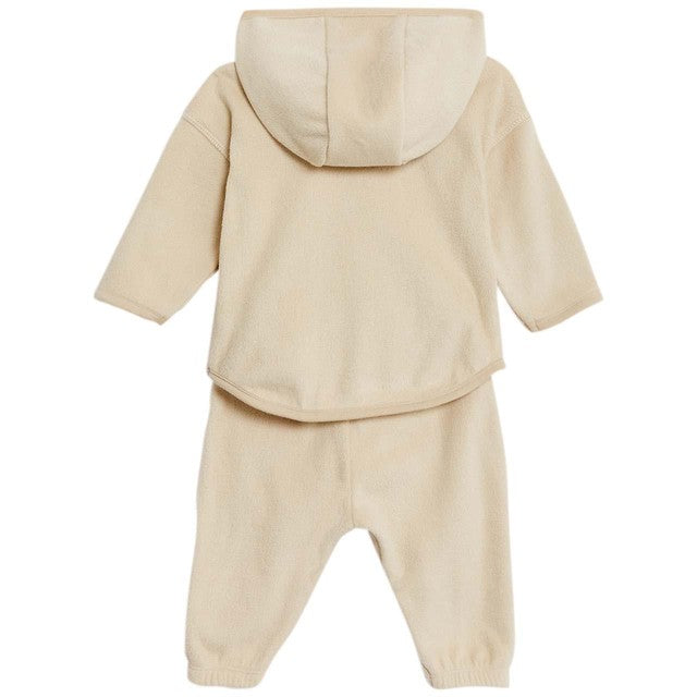 M&S cotton hooded fleece outfit beige 0-3 months, imported from the UK