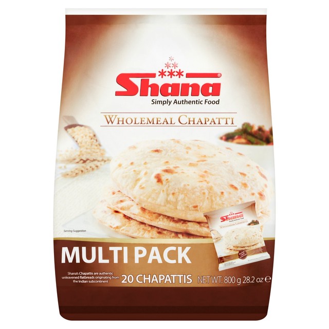 Shana wholemeal chapatti flatbreads 800g multipack (British brand)