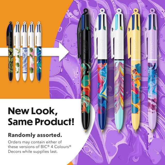 BIC 4 Colours Hydrodipping ballpoint pens 3-pack - British product
