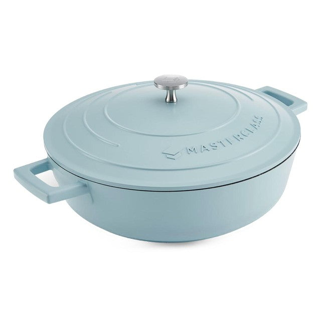 MasterClass Sky Blue Cast Aluminium Casserole Dish 4L, imported from the UK