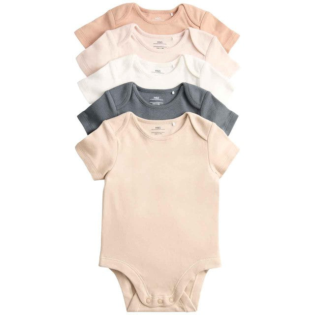 Marks & Spencer plain cotton sleepsuit 12-18 months neutral colour, imported from the UK
