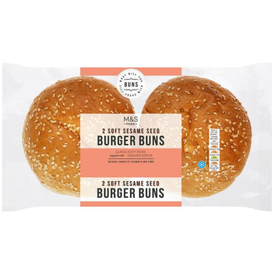 M&S M&S Sesame Seed White Bread Buns 2 Buns 125g- Buy online at McGrocer