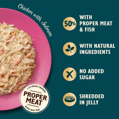 M&S Lily's Kitchen Katt Hakkede Fileter Kylling med Laks i Gelé Våtfôr til katter 70g- Kjøp online hos McGrocer