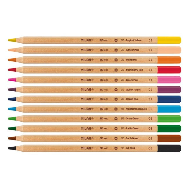 Milan 12 hexagonal colour pencils with thick lead, imported from the UK