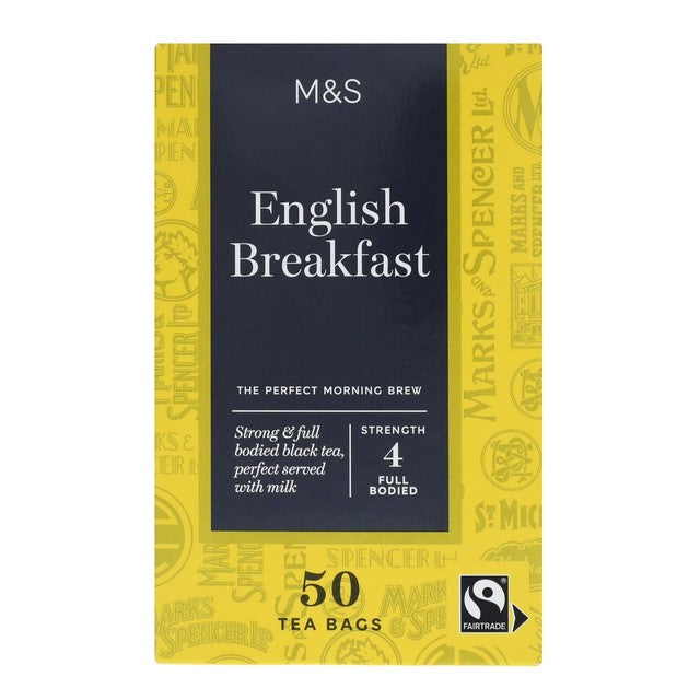 M&S English Breakfast tea bags 50 pack, imported from the UK