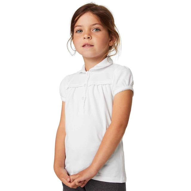 M&S Girls School Polo White 6-7 Years , imported from the UK