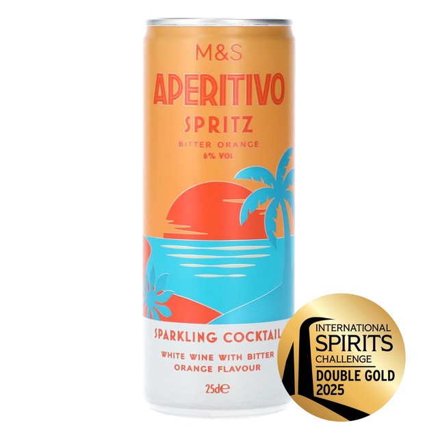 M&S Aperitivo Spritz bitter orange flavour 250ml, imported from the UK
