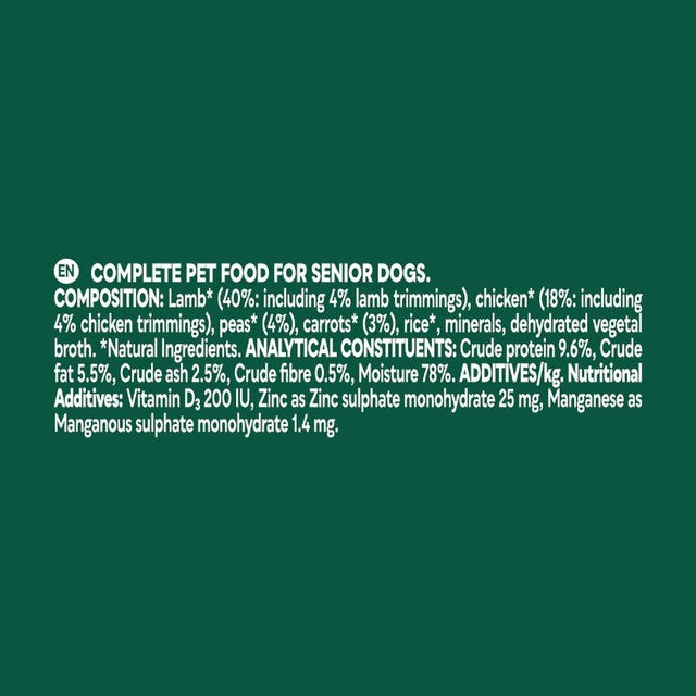 Natures Menu senior lamb with chicken, veg & rice dog food 8 x 300g pouches, imported from the UK
