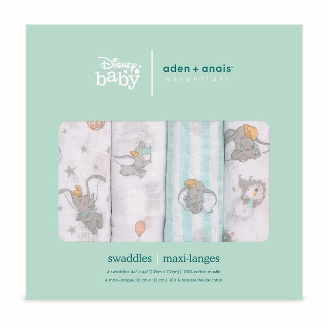 Aden & Anais muslin swaddle blankets Dumbo 4 pack - British product