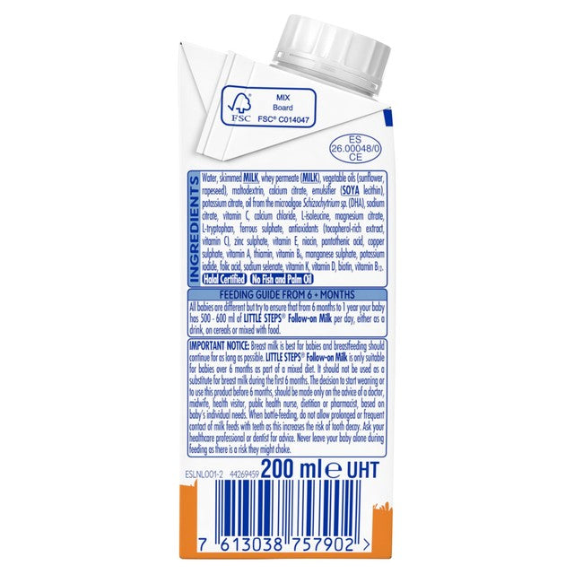 SMA follow-on baby milk ready-to-drink 200ml carton (British brand)