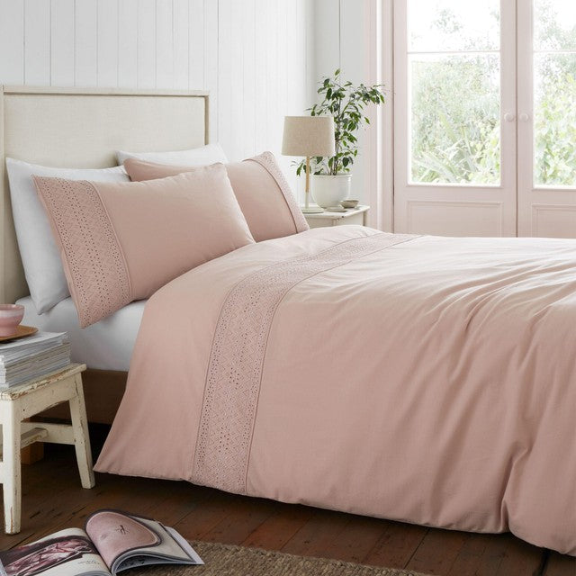 Catherine Lansfield Broderie Anglaise Single Duvet Set - British product