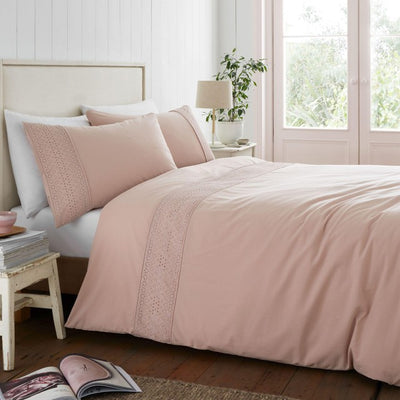 M&S Catherine Lansfield Broderie Anglaise Single Duvet Set- Buy online at McGrocer