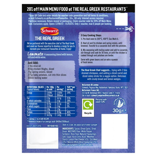 Schwartz Lemonato Chicken seasoning mix 30g (British brand)