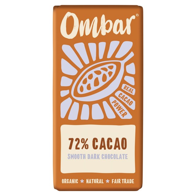 OMBAR 72% cacao organic vegan dark chocolate 35g, imported from the UK