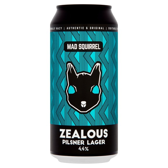 Mad Squirrel Zealous Pilsner 440ml, imported from the UK