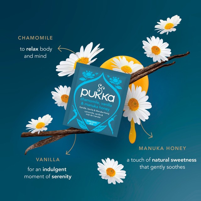 Pukka chamomile vanilla honey tea 20 bags, imported from the UK