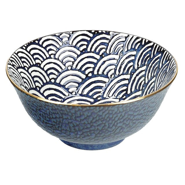 Mikasa Satori porcelain rice bowl indigo blue, imported from the UK