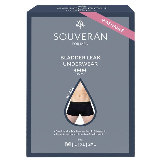 Selenacare bladder leak boxer briefs black size M (British brand)