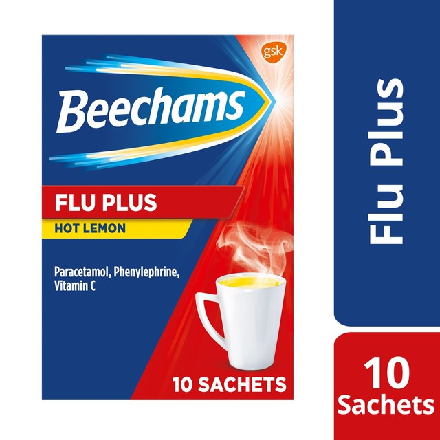Beechams Flu Plus lemon sachets - British product