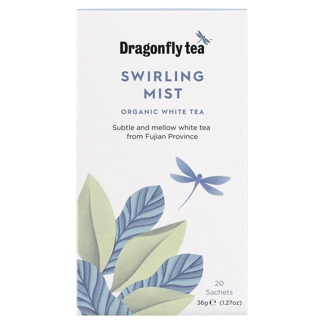 Dragonfly Organic Swirling Mist white tea bags 20 count - British product