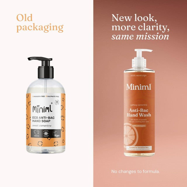 Miniml Anti-Bac Hand Wash Uplifting Clementine, imported from the UK
