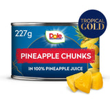 Dole pineapple chunks in juice cans (British brand)