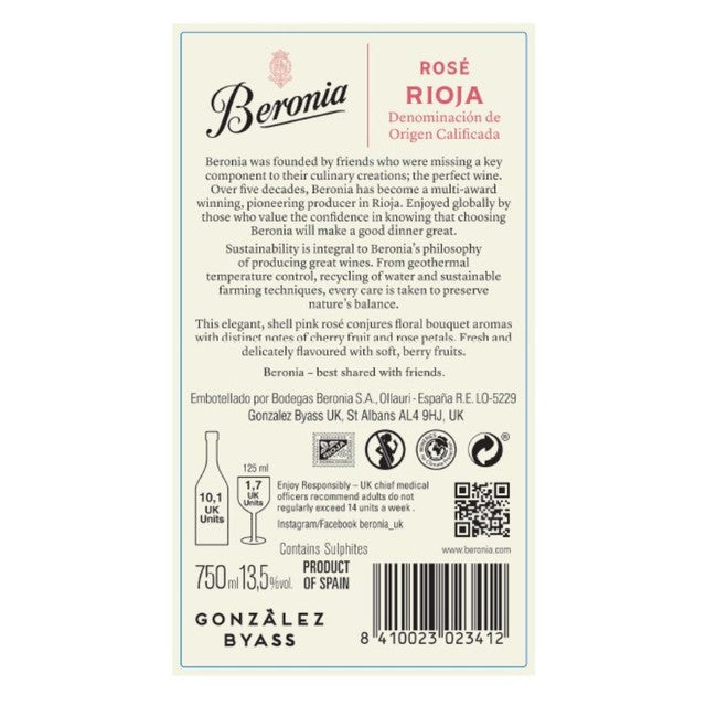 Beronia Rioja Rose 75cl - British product