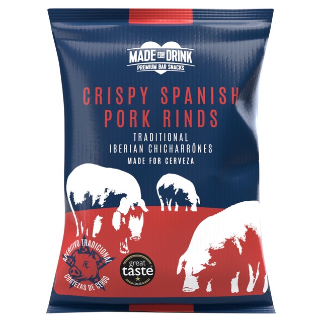 Made For Drink Spanish pork crackling cortezas de cerdo 25g, imported from the UK