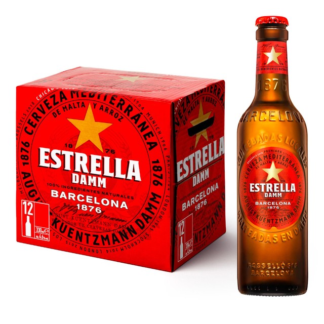 Estrella Damm Spanish lager 330ml pack - British product