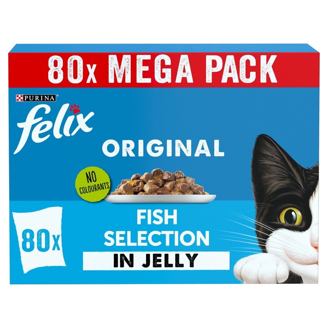 Felix fish selection in jelly wet cat food 80x85g - British product