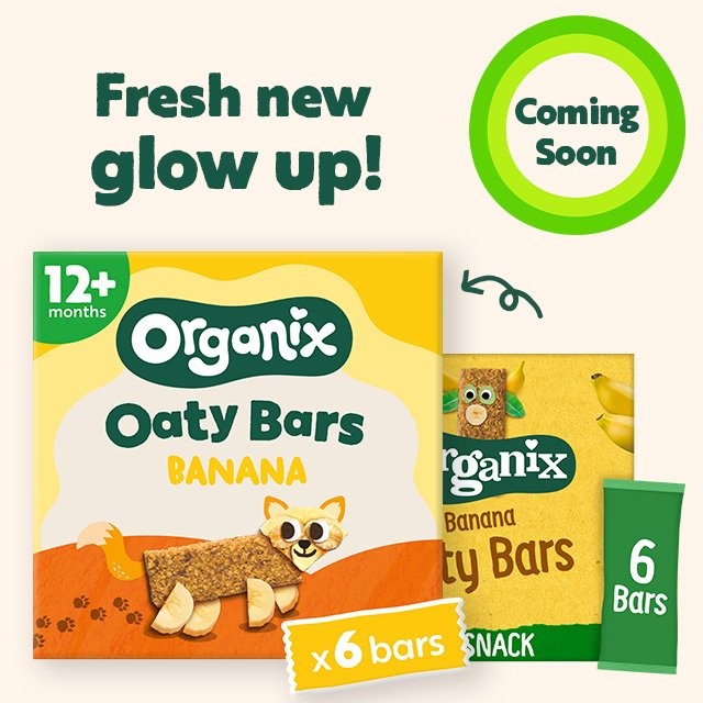 Organix banana oaty bars 6 x 23g, imported from the UK