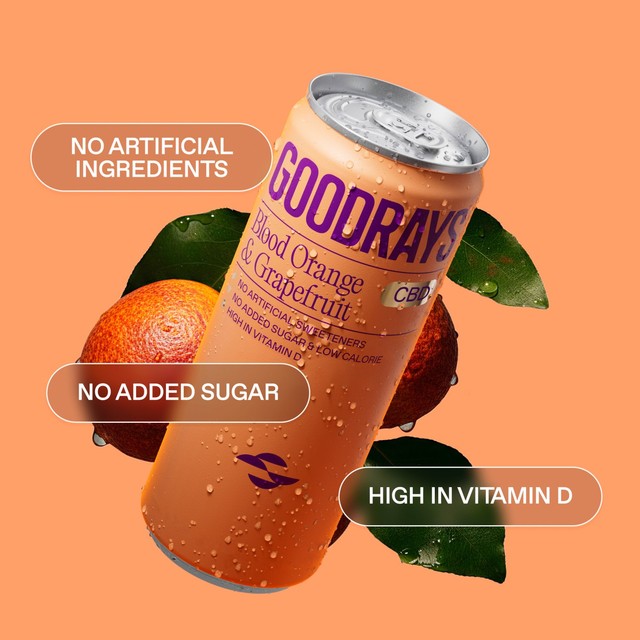 Goodrays Blood Orange & Grapefruit CBD drink 1L, UK version