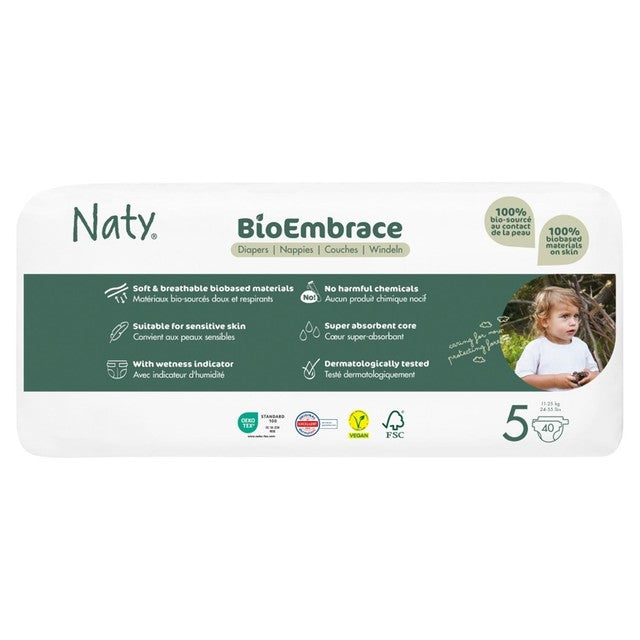 Naty BioEmbrace Big Pack disposable nappies Size 5 (11-25kg), imported from the UK
