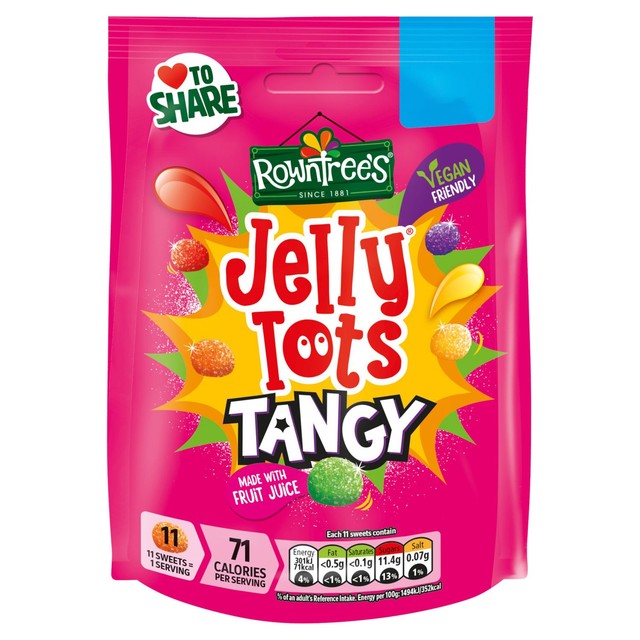 Rowntree's Jelly Tots Tangy chewy sweets 140g, imported from the UK