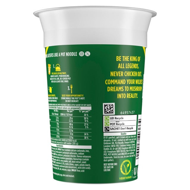 Pot Noodle King Chicken & Mushroom instant noodle pot 114g, UK version