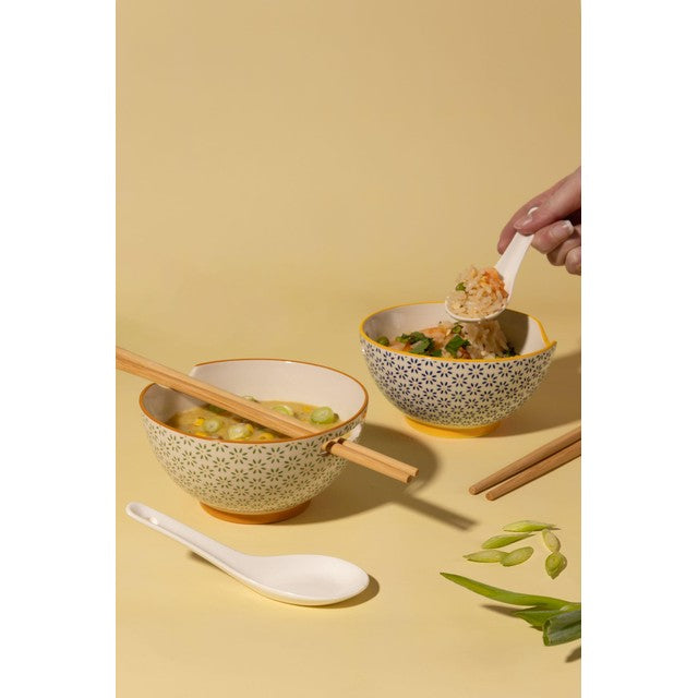 Rayware Typhoon rice and soup bowl set with chopsticks and spoons 2 x 240ml (British brand)