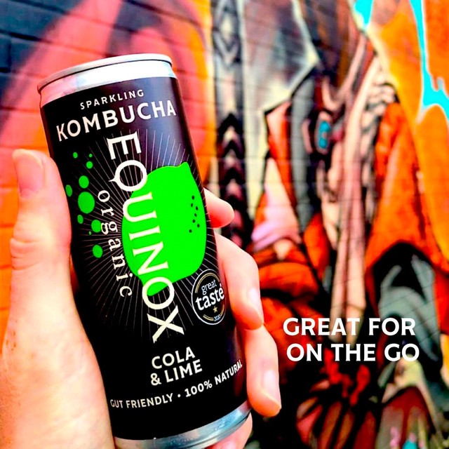 Equinox organic cola and lime kombucha can (British brand)