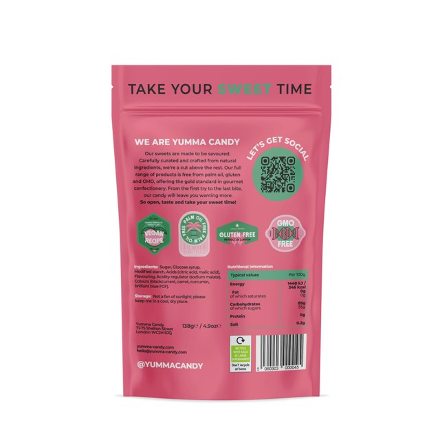 Yumma Candy Strawberry Fizz gummy sweets 138g (British brand)