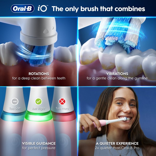 Oral-B iO3 pink electric toothbrush with travel case, imported from the UK